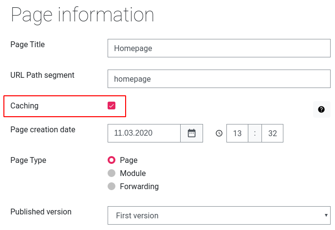 CMS Page Caching